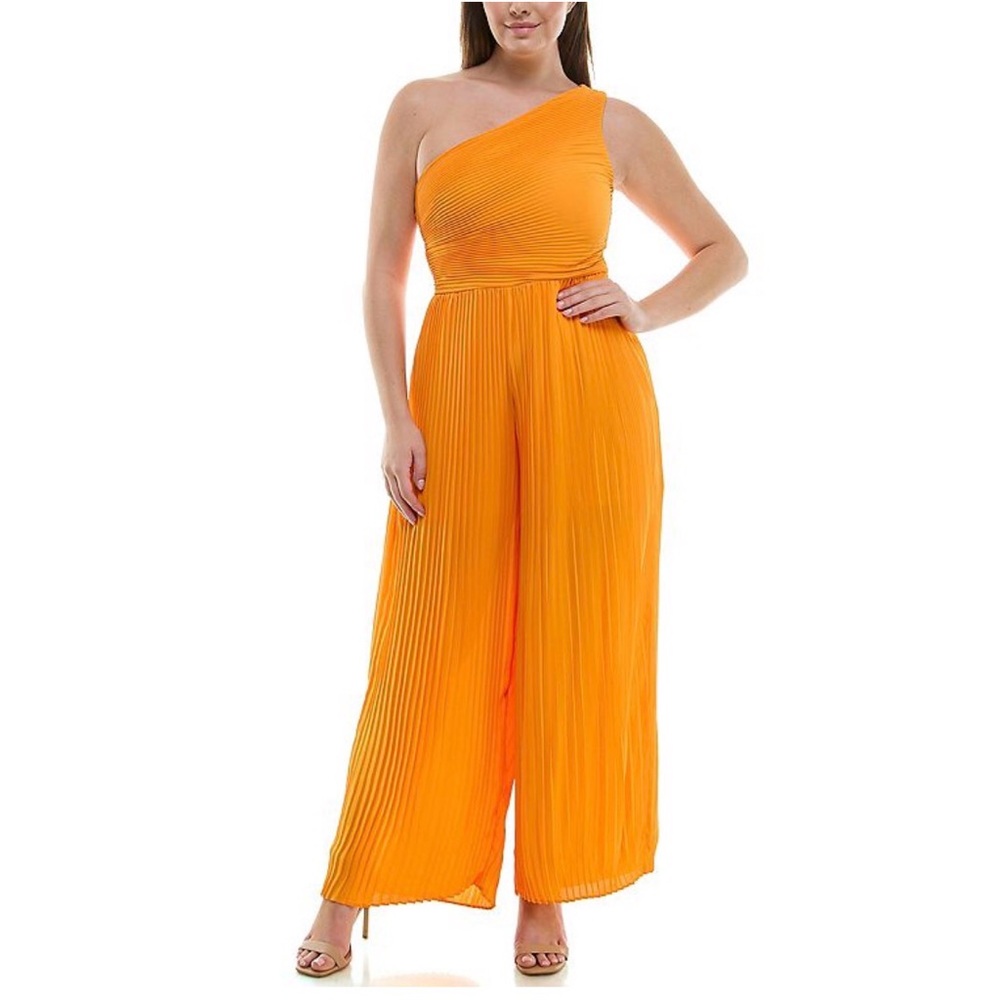 Nicole Miller Vibrant Orange One-Shoulder Jumpsuit